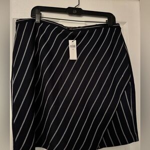 Banana Republic navy stripe faux-wrap skirt